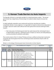S. Korean Trade Barriers to Auto Imports - Ford Motor Company
