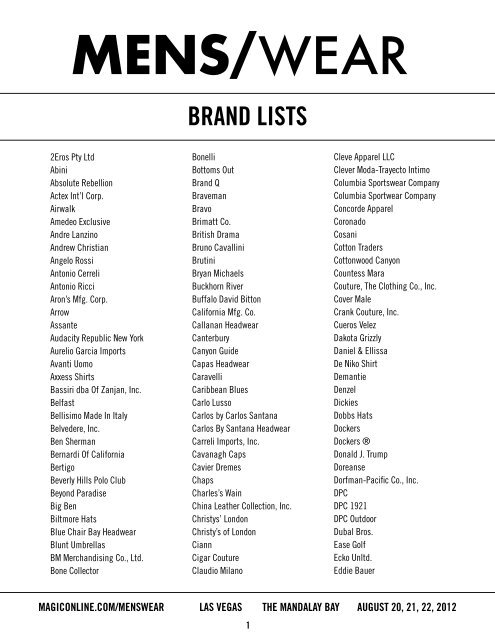 BRAND LISTS - Magic