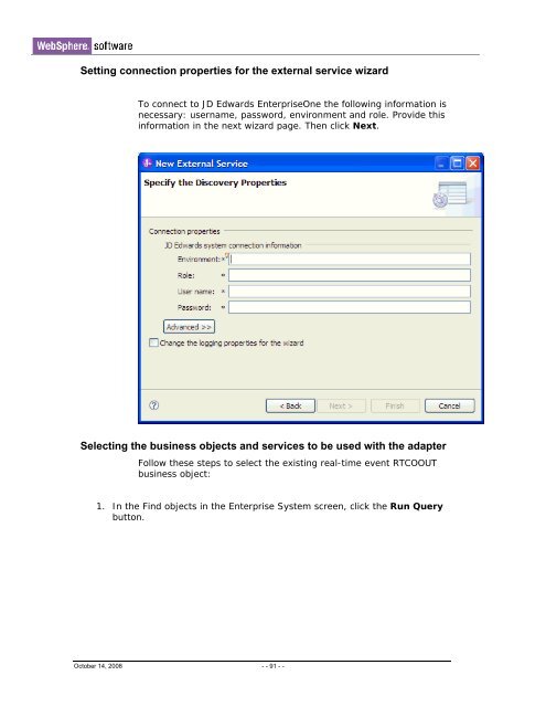 IBM WebSphere Adapter for JD Edwards EnterpriseOne Quick Start ...