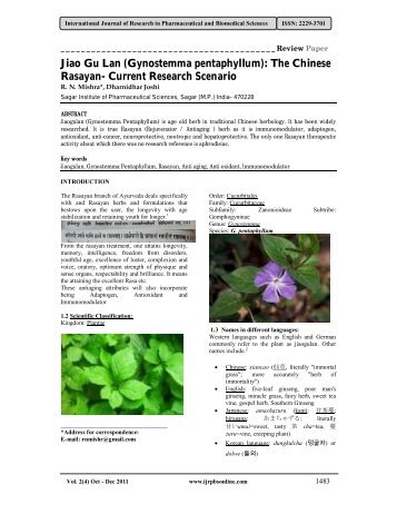 Gynostemma pentaphyllum - International Journal of Research in ...