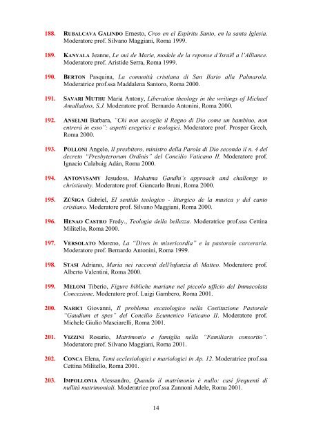 Baccellierato - Pontificia Facoltà Teologica Marianum