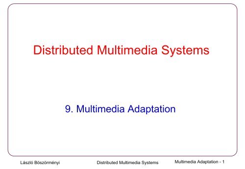 Distributed Multimedia Systems - BSCW Shared Workspace Server