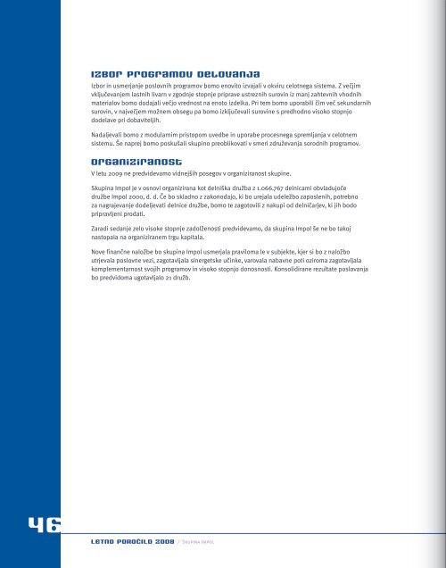 Letno poročilo skupine Impol za leto 2008
