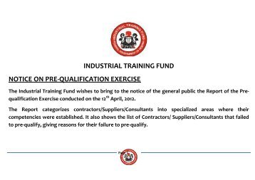 Notice of Pre-Qualification Exercise - itf nigeria