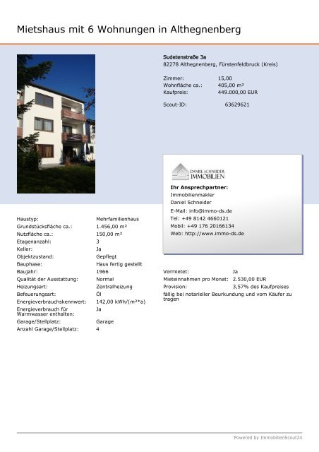 Mietshaus Mit 6 Wohnungen In Althegnenberg Immobilien
