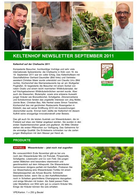 Keltenhof Newsletter September 2011 - Keltenhof Frischprodukte