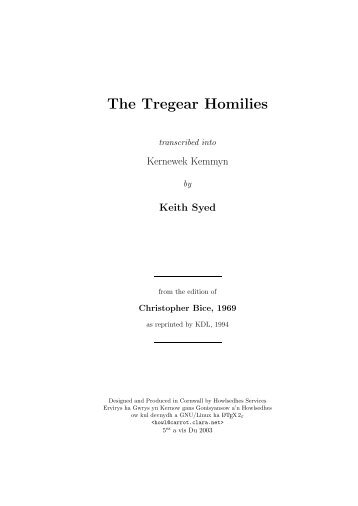 The Tregear Homilies - Cornish Language Texts