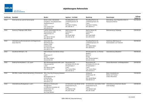 Referenzblatt - Brun Bau - Brun AG