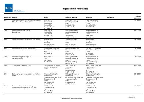 Referenzblatt - Brun Bau - Brun AG