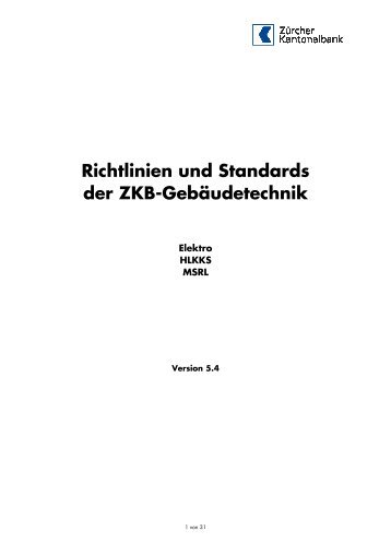 Richtlinien und Standards der ZKB-Gebäudetechnik - CAD Exchange