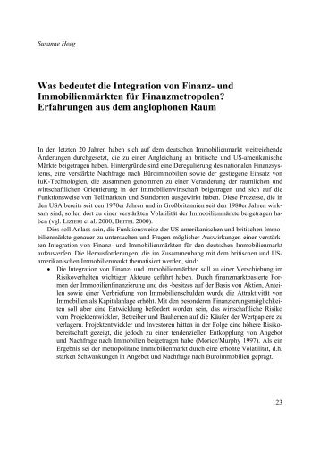 Was bedeutet die Integration von Finanz- und Immobilienmärkten für ...