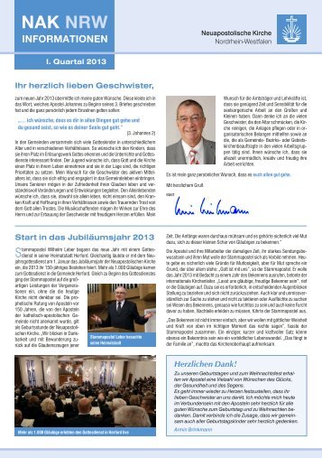 nak nrw informationen - Neuapostolische Kirche Nordrhein-Westfalen