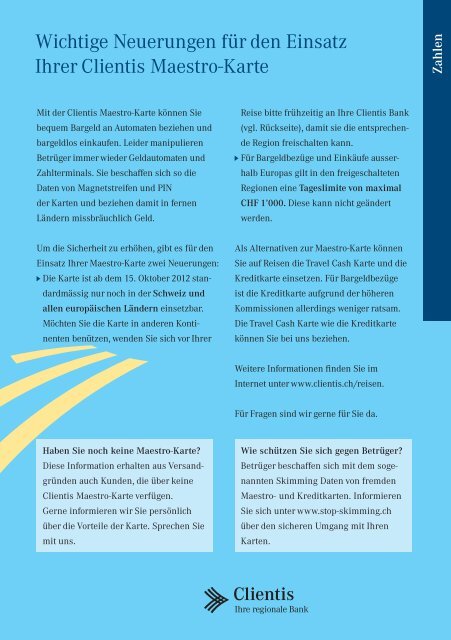 Maestro Karte Clientis Eb Entlebucher Bank Ag Clientis Bank