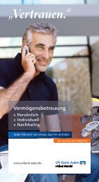 Persönlich, Individuell, Nachhaltig - VR-Bank Aalen eG