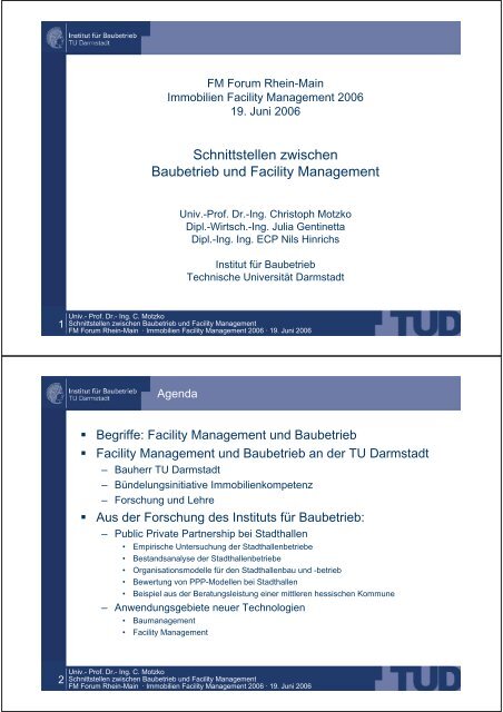 Schnittstellen zwischen Baubetrieb und Facility Management - IP ...