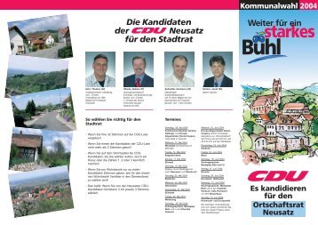 Ortschaftsrat Neusatz - CDU - Stadtverband Bühl