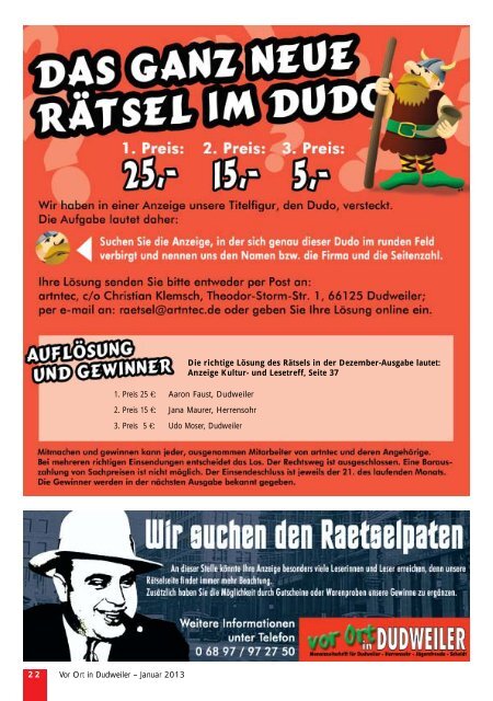 Einzelveranstaltungen der vhs Dudweiler im Januar 2013 - artntec