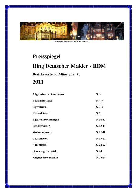 Preisspiegel Ring Deutscher Makler -RDM- Bezirksverband Münster ...