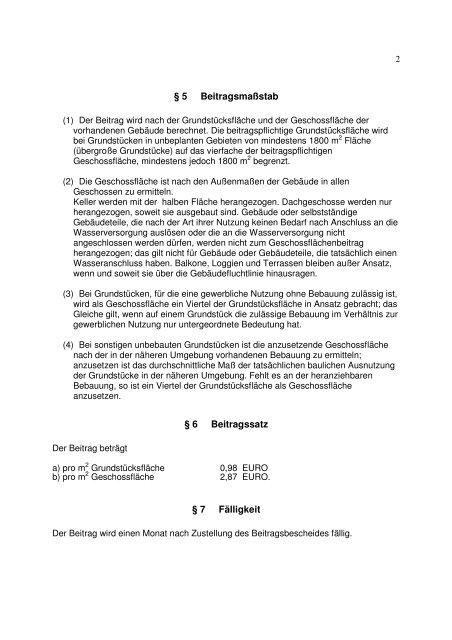 Beitragssatzung für die Verbesserung und Erneuerung der ...