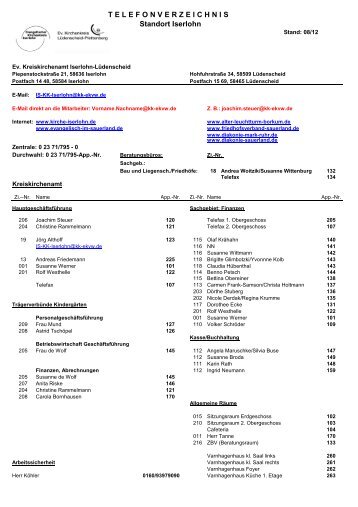 Telefonverzeichnis - Kirchenkreis Iserlohn