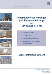 der CPI Immobilien AG Sicher attraktive Zinsen!