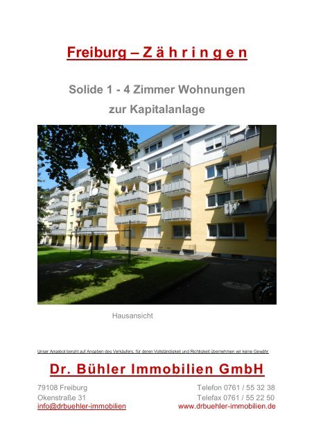 Freiburg Z A H R I N G E N Dr Buhler Immobilien Gmbh