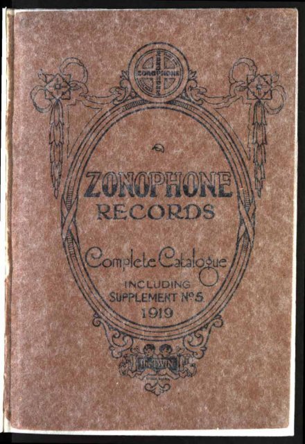 Zonophone Records Complete Catalogue 1919 - British Library ...