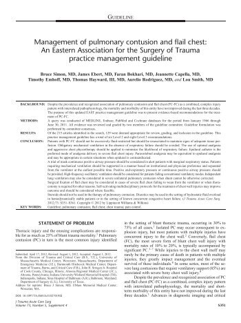 Management of pulmonary contusion and flail chest - The Eastern ...