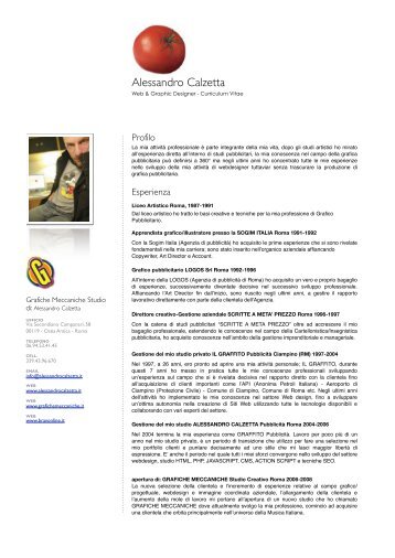 CURRICULUM VITAE ALESSANDRO CALZETTA LUGLIO 2011