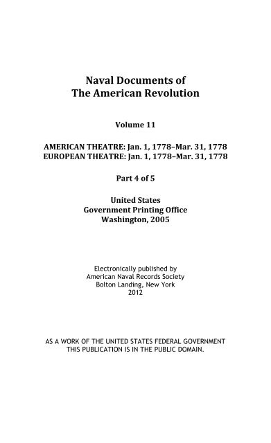 Naval Documents of The American Revolution, Volume 11 ... - Ibiblio