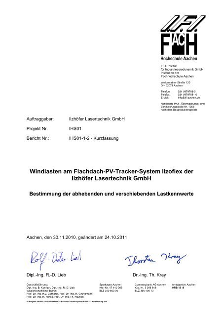 Windlasten am Flachdach-PV-Tracker-System Ilzoflex der Ilzhöfer ...
