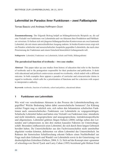 Lehrmittel Im Paradox Ihrer Funktionen Zwei Fallbeispiele