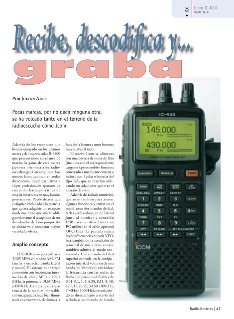 Icom IC-R20 - Radio-Noticias, revista digital de radioafición