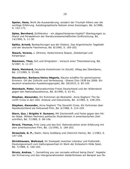 Jahrbuch Exilforschung Bibliographie der Bände 1/1983 bis 30/2012