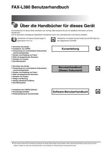 FAX-L380 FAX_L380_UG_DEU_toc.pdf - Canon Deutschland