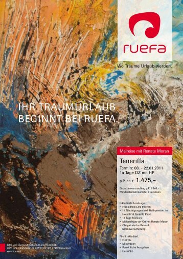 ihr TraUmUrlaUb bEGinnT bEi rUEfa. - Malreisen-Seminare