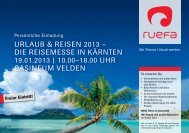 urlAub & reIsen 2013 – DIe reIseMesse In kärnTen 19.01 ... - Ruefa