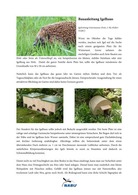 Bauanleitung Igelhaus NABU Untertaunus