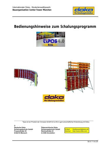 Bedienungshinweise zum Schalungsprogramm - Doka