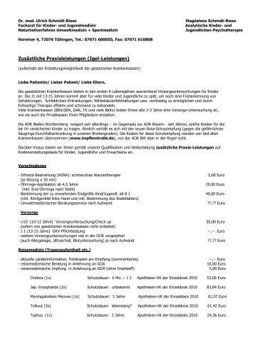 Zusäztliche Praxisleistungen (Igel-Leistungen) - docvadis