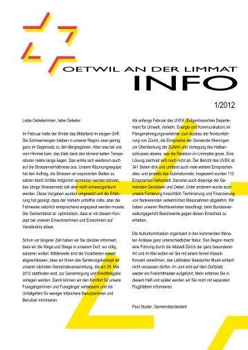 Ausgabe 1/2012 - Oetwil an der Limmat