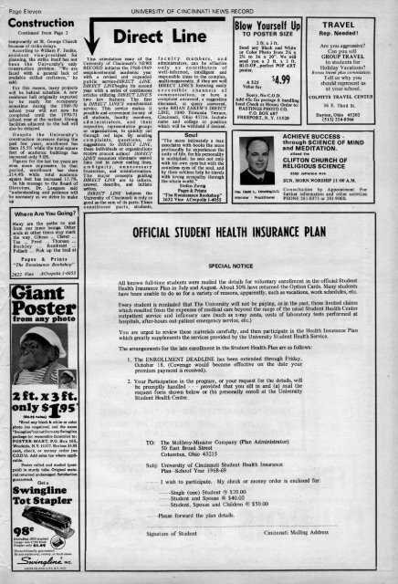University of Cincinnati News Record. Friday, September 27, 1968 ...