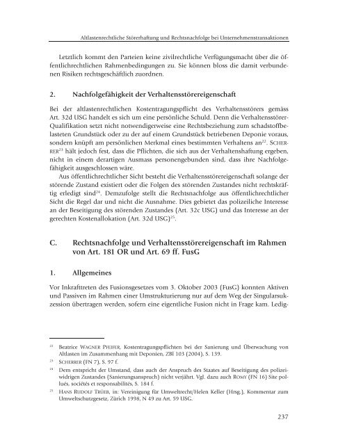 Altlastenrechtliche Störerhaftung und ... - Ecosens AG