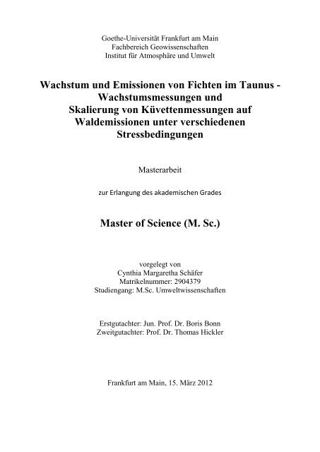 Wachstum und Emissionen von Fichten im Taunus - Fachbereich ...