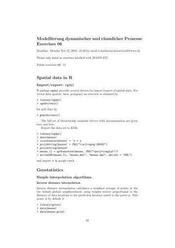 Modellierung dynamischer und räumlicher Prozesse Exercises 06 ...