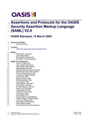 (SAML) V2.0 - docs oasis open - Oasis