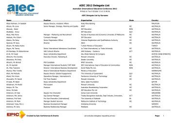 AIEC 2012 Delegate List - Australian International Education ...