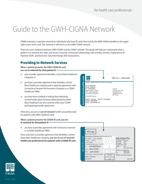 Guide to the GWH-CIGNA Network - Secured Provider Portal for the ...