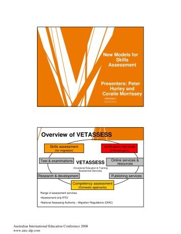 Overview of VETASSESS - Australian International Education ...