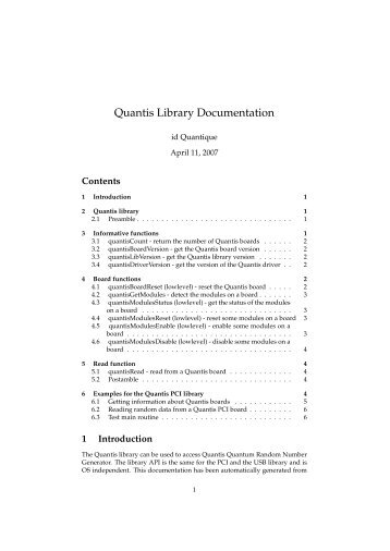 Quantis Library Documentation - Edoss.it